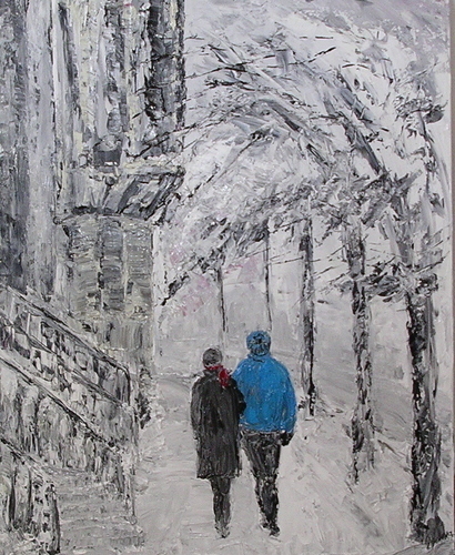 Painting-Acrylic-Snowy Baltimore Day