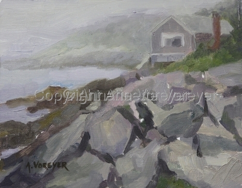 Painting-Plein Air-A Foggy Afternoon on Monhegan Island - 2010
