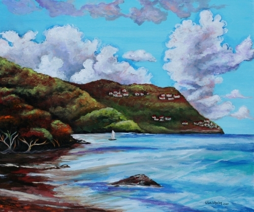 Original painting of St. John Cinnamon Bay beach