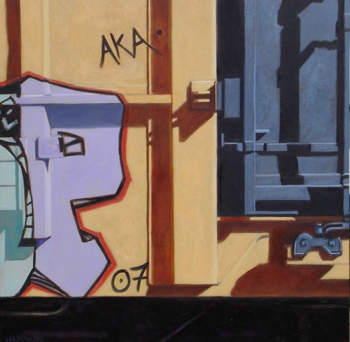 Painting-Cityscape-Box Car I - Graffiti