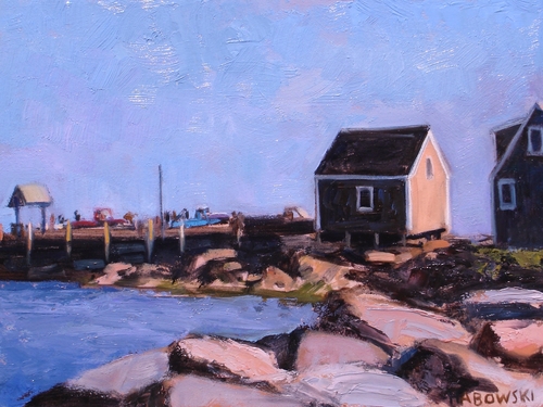 Painting-Landscape-Waiting for the Boat