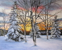 November Snow at Sunset