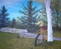 Bike Leaning Against White Birch