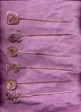 Hand made copper, brass and nickle silver stick pins/bookmarks/hair sticks