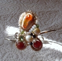 Mexican Fire Opal & green tourmaline bracelet