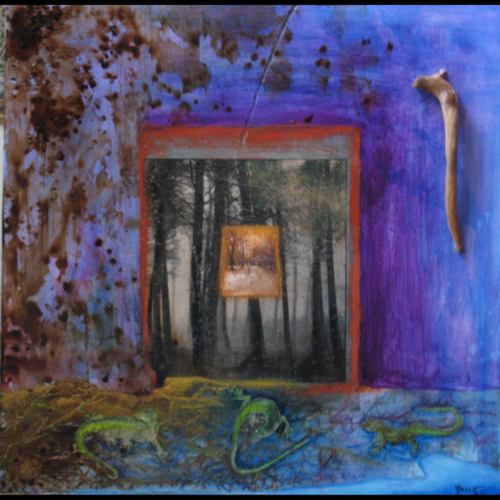 Mixed Media-Night Forest