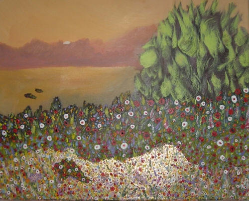 Painting-Abstract-Sunrise on the lake