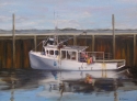 Bonnie Clymer, harbor, seascape, Maine, boats, oil painting, Eastport, lobster boats - Genre Painting