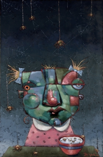 Painting-Oil-Little Miss M. Makes Peace With The Arachnid Nation