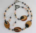 Banded Wonder Stone with Mother of Pearl, Peach Crystal and Hematite Necklace, Bracelet and Earrings Set - ALRISHA Banded%20Wonder%20Stone%20with%20Mother%20of%20Pearl%2C%20Peach%20Crystal%20and%20Hematite%20Necklace%2C%20Bracelet%20and%20Earrings%20Set%20-%20ALRISHA (thumbnail)