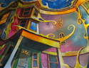 Painting--Oil-CityscapeFlowing Around the Neighborhood
