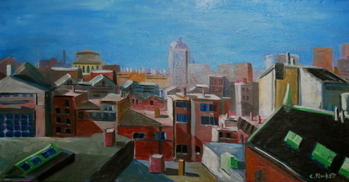 Painting-Cityscape-Newbury Rooftops