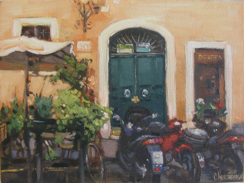 Painting-Realism-Cafe in Rome