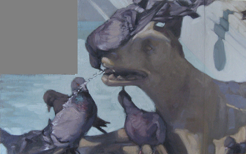 Painting-Pigeons, Piazza del Campo, Siena