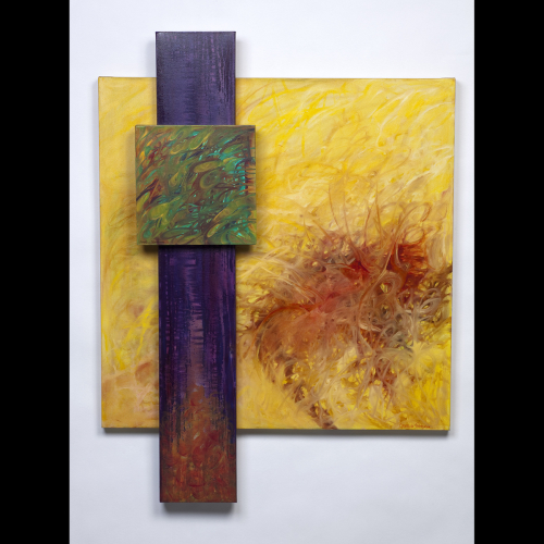 Painting-Abstract-Golden, Purple, Aqua 