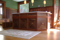 Reception desk at The Showers Inn Bed and Breakfast in Bloomington, Indiana