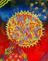 Gabriel Godfrey, contemporary, abstract, acrylic, painting, bright, colorful, brilliant, vivid, psychedelic, unique, sun, stars, sunflower - Abstract Painting