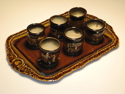 Ceramics--StonewareSake/Cordial Cups with Amber Tray