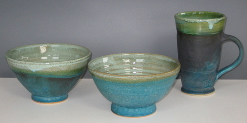 Ceramics-Functional-Turquoise Matte Mug & Bowls