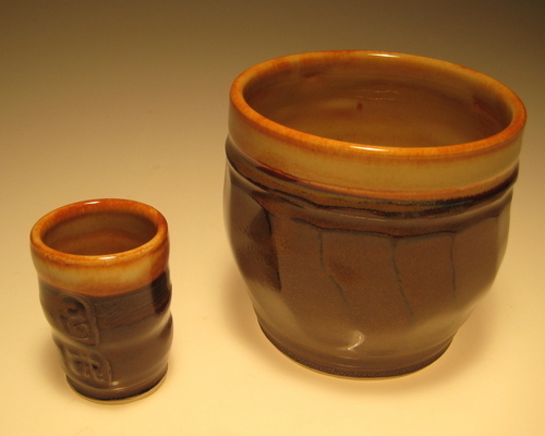 Ceramics-Functional-Faux Shino Bowl & Cup