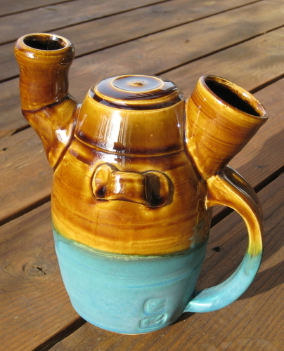 Ceramics-Turkish Amber & Turquoise OIl Decanter