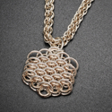 Jewelry--Noble Metals-Lockets & PendantsDragon Scale Pendant - 2 Tone Medium , Silver Prominent