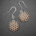 Jewelry--Noble Metals-EarringsDragon Scale Earrings - 2 Tone Earrings , Silver Prominent
