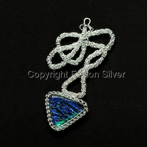 Jewelry-Lockets & Pendants-Byzantine Necklace with Dichroic Glass Pendant