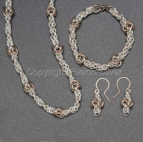Jewelry-Lockets & Pendants-Byzantine Set with Gold Knots