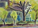 Painting--Watercolor-CityscapeSLO Trees and House