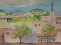 Painting--Watercolor-CityscapePismo Beach Hillside