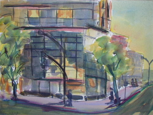 Painting-Cityscape-San Jose Hotel at Dusk