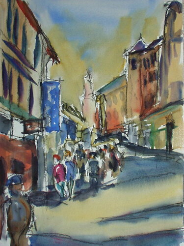 Painting-Cityscape-Heidelberg Street Scene