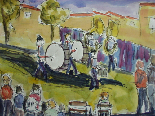 Painting-Cityscape-Pismo Band Rally