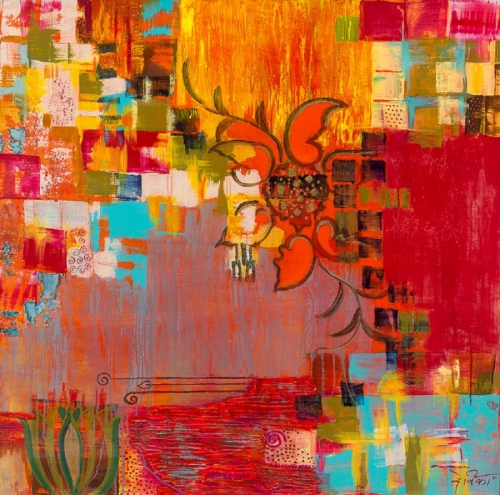 Mixed Media-Non-representational-Saffron