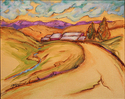 Painting--Oil-Landscape�Brown Farm Road�         