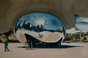 Painting--Watercolor-CityscapeCloud Gate, Chicago (detail)