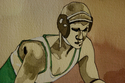 Painting--Watercolor-SportsGrappler, detail