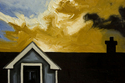 Painting--Oil-CityscapeClouds Over My House (detail)