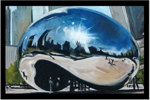 Painting-Cityscape-Chicago Bean (detail)