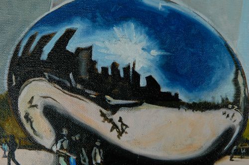 Painting-Cityscape-Cloud Gate (detail)