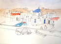 Diana SaffoBono - Representational Mixed Media Diana Saffo Bono, Midwest Artist, Lake St. Louis Artist, Missouri, Mixed media, collage,
Greece, fishing, boats, water, fun, mykonos
pen and ink, watercolor, dock, boats, village, houses, water, something to remember Mykinos, interesting, unusual - Representational Mixed Media