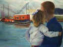 Painting--Pastels-SeascapeThe Red Barge