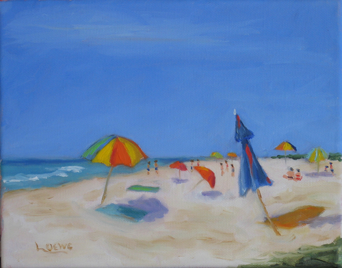 Painting-Impressionism-Umbrellas on the Beach