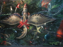 Christmas, tree, decoration, lights, ornament, children, greeting, Santa, elf, goose -  Painting