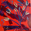 Painting--Acrylic-SouthwesternBlue Lightening Stikes Maize Pods