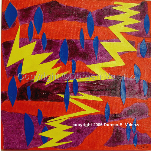 Painting-Southwestern-Poison Rain With Yellow Bolts