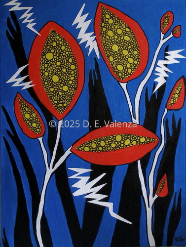 Painting-Floral-Star Tulips in Black Grass