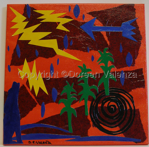 Mixed Media-Coyote, Maize and Yellow Lightening