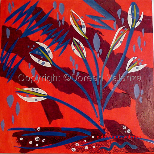 Painting-Southwestern-Blue Lightening Stikes Maize Pods